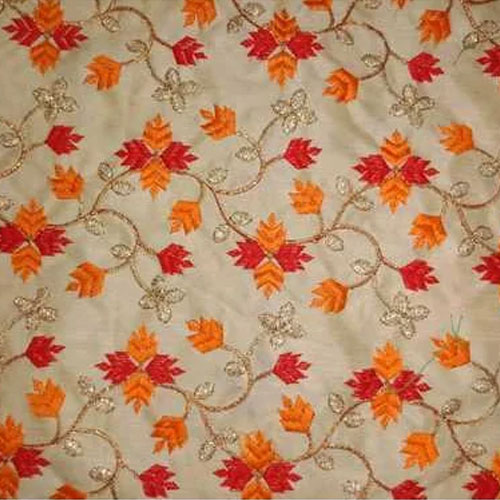 Hand Embroidered Silk Fabric