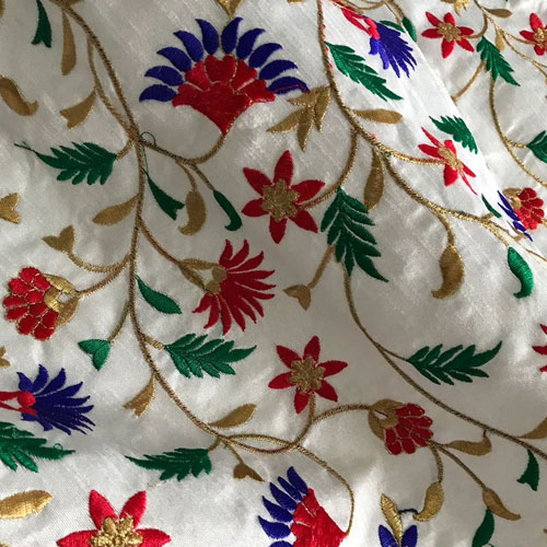 Hand Embroidered Silk Fabric