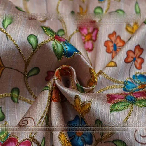 Hand Embroidered Silk Fabric